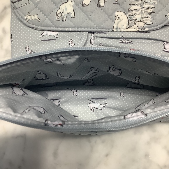 Vera Bradley Iconic Brush & Cosmetic Case Beary Merry Gray Travel NWOT - Picture 9 of 16